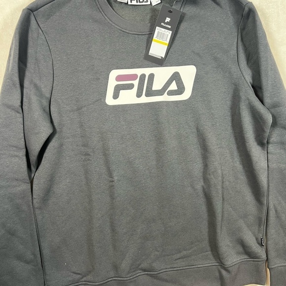 NWT FILA Medium Crewneck Soft Cotton Gray Box Logo Sweater Tennis Soccer - Picture 8 of 10